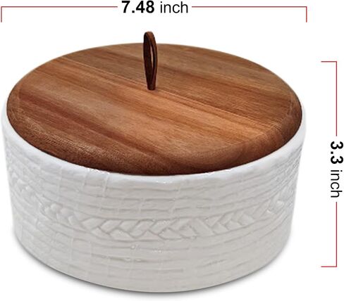 Authentic Wood and Ceramic Tortilla Warmer - Tortilla Holder - Bread Warmer - Pancake Warmer - Tortilla Holder with Lid - Tortilla Steamer - Taco Shell Warmer - White Tortilla Warmer in Saudi Arabia