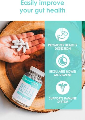 مكمل بروبيوتيك لتوازن البطن من سكيني فيت لصحة الجهاز الهضمي والأمعاء، الإصدار المستهدف للنساء والرجال (60 كبسولة نباتية) in Kuwait