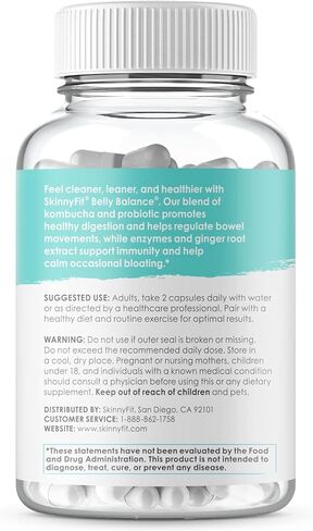 مكمل بروبيوتيك لتوازن البطن من سكيني فيت لصحة الجهاز الهضمي والأمعاء، الإصدار المستهدف للنساء والرجال (60 كبسولة نباتية) in Kuwait