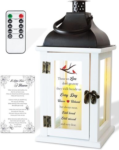 Homemory Memorial Lantern Bereavement Sympathy Gifts for Loss of Loved One, Memorial Gifts for Loss of Mother Loss of Father in Memory of Loved One Remembrance Gift with LED Candle & Remote in Kuwait