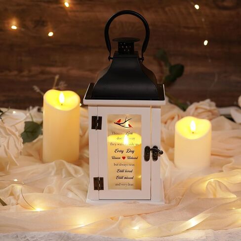 Homemory Memorial Lantern Bereavement Sympathy Gifts for Loss of Loved One, Memorial Gifts for Loss of Mother Loss of Father in Memory of Loved One Remembrance Gift with LED Candle & Remote in Kuwait