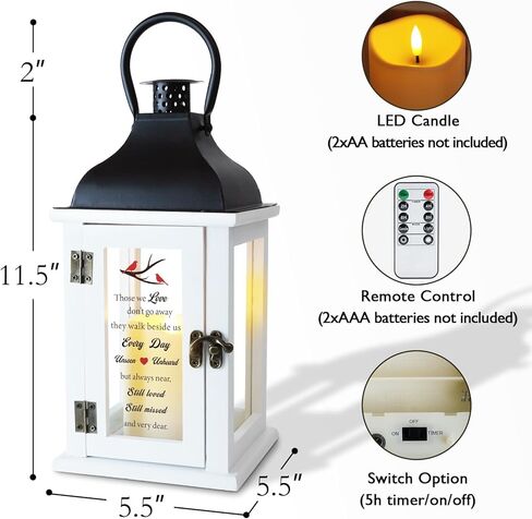 Homemory Memorial Lantern Bereavement Sympathy Gifts for Loss of Loved One, Memorial Gifts for Loss of Mother Loss of Father in Memory of Loved One Remembrance Gift with LED Candle & Remote in Kuwait