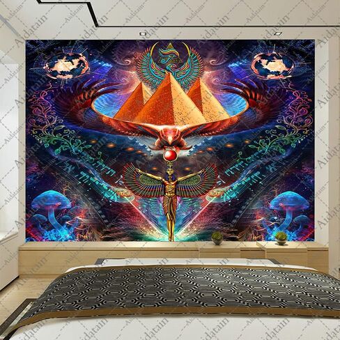 Aidatain isis Queen Tapestry Psychedelic Ancient Egyptian Mythology Pharaoh Tomb Pyramid Condor Wall Hanging Art Flannel 40" 30" Tapestries for Man Bedroom Living Room GTWHAT1207 in Saudi Arabia