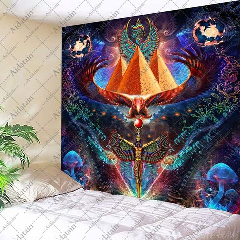 Aidatain isis Queen Tapestry Psychedelic Ancient Egyptian Mythology Pharaoh Tomb Pyramid Condor Wall Hanging Art Flannel 40" 30" Tapestries for Man Bedroom Living Room GTWHAT1207 in Saudi Arabia