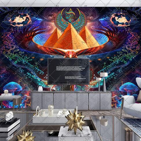 Aidatain isis Queen Tapestry Psychedelic Ancient Egyptian Mythology Pharaoh Tomb Pyramid Condor Wall Hanging Art Flannel 40" 30" Tapestries for Man Bedroom Living Room GTWHAT1207 in Saudi Arabia