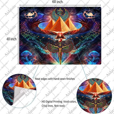Aidatain isis Queen Tapestry Psychedelic Ancient Egyptian Mythology Pharaoh Tomb Pyramid Condor Wall Hanging Art Flannel 40" 30" Tapestries for Man Bedroom Living Room GTWHAT1207 in Saudi Arabia