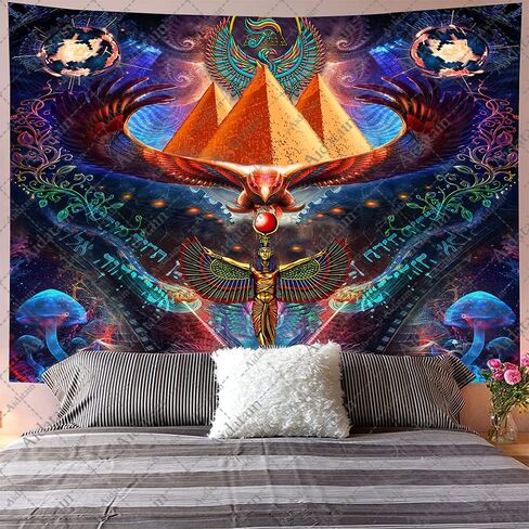 Aidatain isis Queen Tapestry Psychedelic Ancient Egyptian Mythology Pharaoh Tomb Pyramid Condor Wall Hanging Art Flannel 40" 30" Tapestries for Man Bedroom Living Room GTWHAT1207 in Saudi Arabia