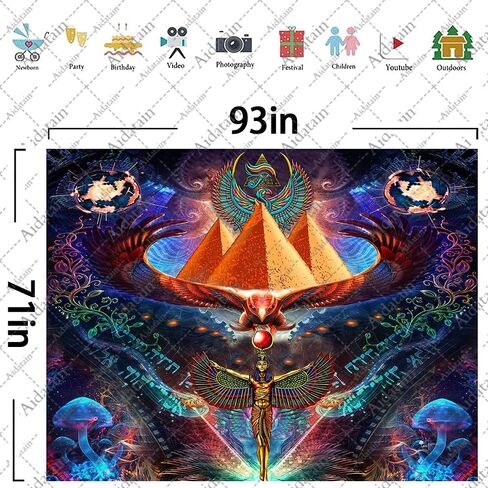 Aidatain isis Queen Tapestry Psychedelic Ancient Egyptian Mythology Pharaoh Tomb Pyramid Condor Wall Hanging Art Flannel 40" 30" Tapestries for Man Bedroom Living Room GTWHAT1207 in Saudi Arabia