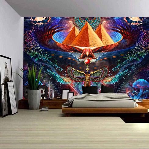 Aidatain مخدر الهرم نسيج إله حورس الأساطير المصرية موضوع الجدار شنقا حجم صغير 60x40 بوصة لغرفة النوم غرفة المعيشة غرفة النوم GTWHAT762 in Kuwait