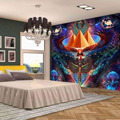 Aidatain مخدر الهرم نسيج إله حورس الأساطير المصرية موضوع الجدار شنقا حجم صغير 60x40 بوصة لغرفة النوم غرفة المعيشة غرفة النوم GTWHAT762 in Kuwait