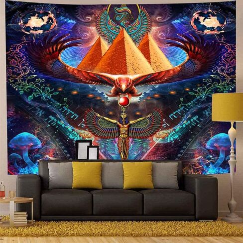 Aidatain مخدر الهرم نسيج إله حورس الأساطير المصرية موضوع الجدار شنقا حجم صغير 60x40 بوصة لغرفة النوم غرفة المعيشة غرفة النوم GTWHAT762 in Kuwait