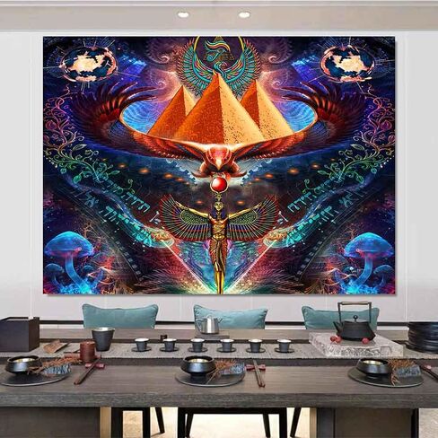 Aidatain مخدر الهرم نسيج إله حورس الأساطير المصرية موضوع الجدار شنقا حجم صغير 60x40 بوصة لغرفة النوم غرفة المعيشة غرفة النوم GTWHAT762 in Kuwait