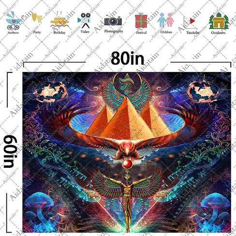 Aidatain مخدر الهرم نسيج إله حورس الأساطير المصرية موضوع الجدار شنقا حجم صغير 60x40 بوصة لغرفة النوم غرفة المعيشة غرفة النوم GTWHAT762 in Kuwait