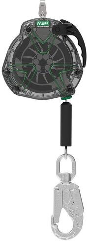 MSA 63215-00A V-TEC Standard Self Retracting Lanyard - Galvanized Cable - 50' (15m) Length, 3/16" Cable Diameter, Aluminum Swivel Triple-Lock Carabiner, Clear Housing, Durable in Saudi Arabia