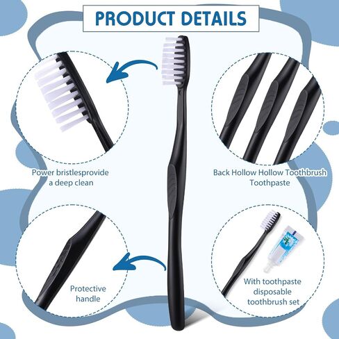 Yaomiao 500 Pack Disposable Toothbrushes with Toothpaste Individually Wrapped Disposable Toothbrushes Bulk Travel Toothbrush Kit for Travel Hotel Shelter Homeless Nursing Home (Black) in Saudi Arabia