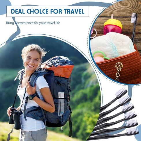 Yaomiao 500 Pack Disposable Toothbrushes with Toothpaste Individually Wrapped Disposable Toothbrushes Bulk Travel Toothbrush Kit for Travel Hotel Shelter Homeless Nursing Home (Black) in Saudi Arabia