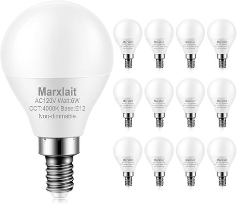 8 Pack E12 Ceiling Fan Light Bulbs, 60W Equivalent, Daylight White 5000K, Small Base LED Candelabra Light Bulb, Bright A15 LED Bulb, 120V, Non-dimmable in Saudi Arabia