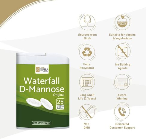 أقراص D-Mannose 1000 مجم - شلال D-Mannose مصدره طبيعي من خشب البتولا - 50 قرصًا - SC Nutra (علاجات حلوة) in Saudi Arabia
