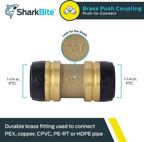 وصلة SharkBite مقاس 2 بوصة، ادفع لتوصيل تركيبات السباكة النحاسية، أنابيب PEX، النحاس، CPVC، PE-RT، HDPE، UXL0154 in Saudi Arabia