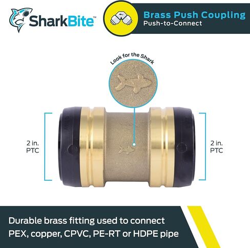 وصلة SharkBite مقاس 2 بوصة، ادفع لتوصيل تركيبات السباكة النحاسية، أنابيب PEX، النحاس، CPVC، PE-RT، HDPE، UXL0154 in Saudi Arabia