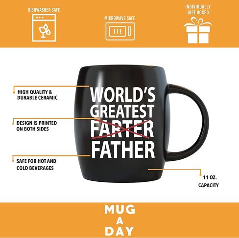 16 oz Basic Needs Worlds Greatest Father Father’s Day Gifts for Dads Funny Dad Ceramic Novelty Gag Gift from Daughter Son Wife for Christmas Birthday Coffee Mug Tea Cup - Black in Saudi Arabia