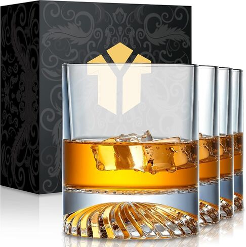 Whiskey Glasses Old Fashioned Glasses Set of 4 12oz Rocks Glasses Gift for Men Women Drinking Bourbon Scotch Cocktails Rum Cognac Vodka at Home Bar in Saudi Arabia