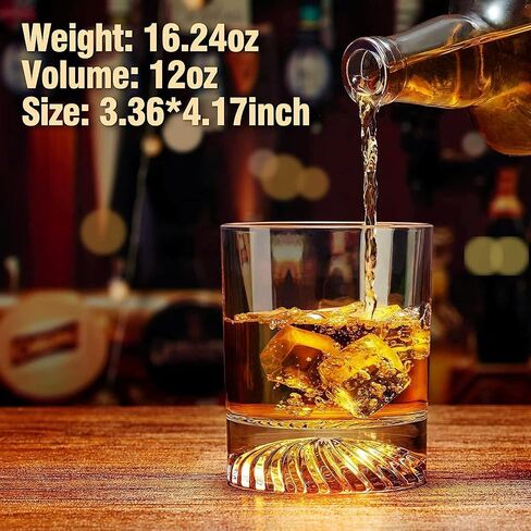 Whiskey Glasses Old Fashioned Glasses Set of 4 12oz Rocks Glasses Gift for Men Women Drinking Bourbon Scotch Cocktails Rum Cognac Vodka at Home Bar in Saudi Arabia