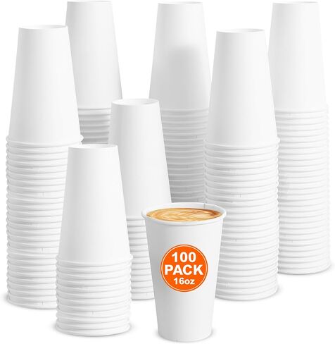 12 oz Coffee Cups - Case of 100 Disposable Hot Cups | White Paper Cup for Beverages | Ideal Paper Coffee Cups for Office, Events | Durable Paper Cups 12 oz Size for Hot Drinks in Saudi Arabia