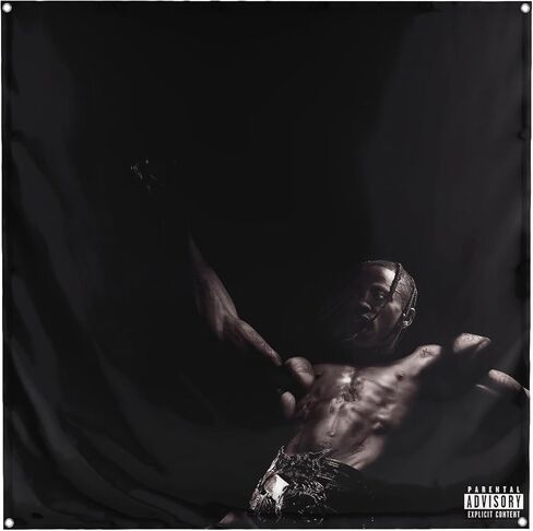 Banger - Travis Scott Utopia Iconic Rap Rapper Album Cover Art Tapestry Flag راية تحفيزية ملهمة لغرفة النوم، مكتب الصالة الرياضية، جدار الكلية، تصميم ديكور على علم 3.5 × 3.5 قدم مع 4 in Saudi Arabia