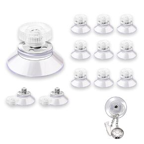 12 Pack Small Suction Cups 1 Inch Mini Suction Cup with M5 Screw Clear PVC Sucker Pads Extra Strong Suction Cup Glass Holder with Screw Nut for Bathroom Window Car Shade Rubber Included