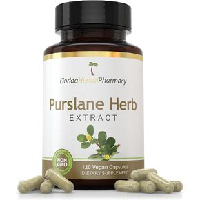 Florida Herbal Pharmacy, Purslane Herb Extract Capsules 10:1 (120 Capsules) 500 mg per Capsule, 1000 mg Serving