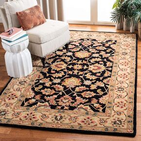 SAFAVIEH Heritage Collection Runner Rug - 2'3" x 8', Black & Beige, Handmade Traditional Oriental Wool, Ideal for High Traffic Areas in Living Room, Bedroom (HG957A)
