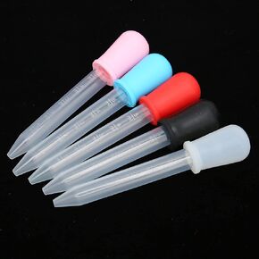 5pcs Liquid Droppers with Bulb Tip, 5ml Silicone Clear Plastic Eye Dropper for Kids Candy