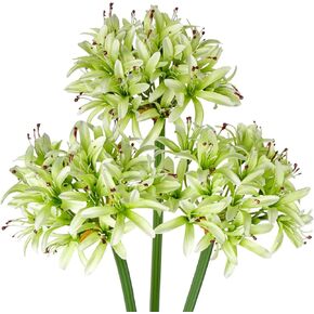 Hollyone 31 "زهور زنبق agapanthus الاصطناعية الزرقاء مع جذع طويل 3 قطع زهور حرير الزنبق الأفريقي الصناعية زهور الربيع المزيفة لترتيب الزهور وحفلات الزفاف المركزية باقة الطاولة ديكور المنزل