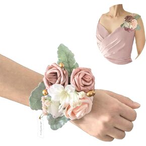 Lookein Set of 6 Bridesmaid Corsage for Wedding Flowers Shoulder Corsages Bridesmaid Gift Corsage Wristlet for Prom for Wedding Ceremony, Amber