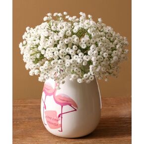 Mistari 24 Pack Babys Breath Artificial White Flowers Fake Silk Baby Breast Flowers Real Touch Flowers for DIY Floral Bouquets Arrangement Home Decorative Party Wedding (White-1)
