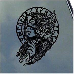 Valkyrie with Protection Rune Vinyl Sticker Decal by KLO Graphics Asatru Norse God Odin Valhalla