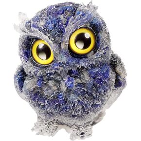 mookaitedecor Black Obsidian Owl Statue Sculpture Stone, Carved Animals Night Owl Figurine Crystal Ornament for Desktop Office Home Decor