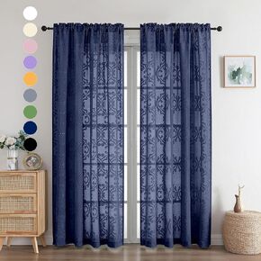 Sheer Pink Curtains 45 Inch Length for Bedroom Living Room, Soft-Touch Lightweight & Breathable Pink Curtain Clip Jacquard Textured Fabric Semi Sheer Pink Curtains 2 Panels, Each 28Wx45L Inch