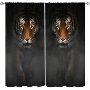 Tiger Window Curtains,Nature Woodland Wild Animal Window Treatments for Bedroom Living Room Forest Wildlife Home Décor Drapes 2 Panels Set,Total Size 42 x 45 Inch