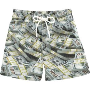 ALAZA Dollar Bills Money Pattern Boys Swim Trunks Swimwear Toddler Quick Dry Swim Shorts Kids Bathing Suits Beach Swimsuit