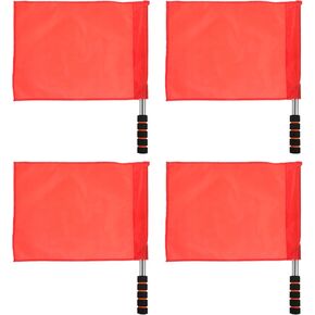 SEWACC 4pcs Sports Referee Flags Linesman Flags Stainless Steel Pole Hand Flag Track and Field Sports Flag for Soccer Volleyball Match (Red)