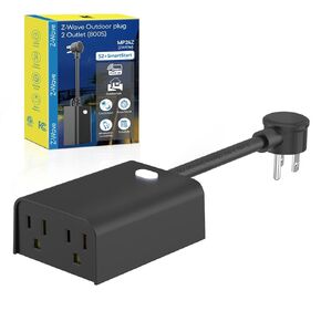 Minoston Zwave Outlet Plug, Outdoor Z-Wave Plus Smart Plug, On/Off Switch, Z Wave Hub Required, IP65 Weather-Resistant, Built-in Repeater, Work with SmartThings, Wink, Alexa, Black (MP22Z)