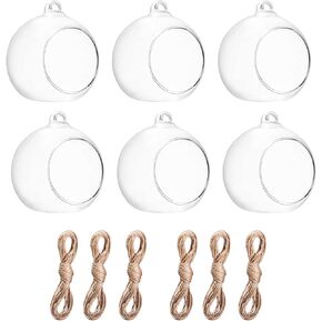 Hanging Tea Lights Candle Holder, 2.36in Hanging Glass Globes, Air Plants Holders, Plant Terrariums, Hanging Glass Vase, Glass Candle Holder Globe for Wedding Party Tree Decoration