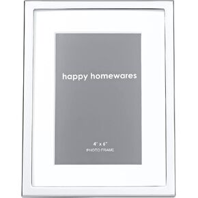 Happy Homewares Rectangular Silver Plated Matted Picture Frame to Hold 8" x 10" Picture - Tarnish Resistant Lacquer Coated with Black Velvet Backing
