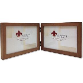 Lawrence 766064D Nutmeg Wood 6x4 Hinged Double Picture Frame