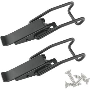 2PCS Black Iron Spring Loaded Locks Hasps Hardware Fitting Spring Loaded Toggle Latch Hasp for Cabinets Catches Case Box Trunk with Screws