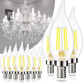 GOLSPARK E12 Candelabra LED لمبة عكس الضوء، 60W ما يعادل 4000K ضوء النهار نوع B مصابيح الثريا، E12 قاعدة خمر خيوط لهب طرف واضح لمبات الشموع الزجاجية، 550 لومن، حزمة من 6 in Saudi Arabia