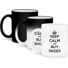 3dRose Keep Calm and Buy Shoes Mug, 11 oz, Black