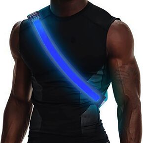 OLIKER LED Reflective Running Gear,High Visibility Reflective Belt Sash with Safety Light,USB Rechargeable Adjustable Size Night Reflective Accessories for Night Outdoor Running Walking